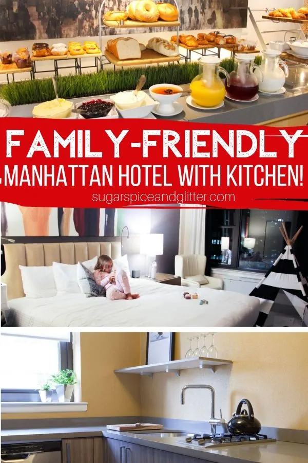 Planning a NYC family vacation? This midtown Manhattan hotel features full in-room kitchens, perks for the kids, and is just blocks away from major NYC attractions