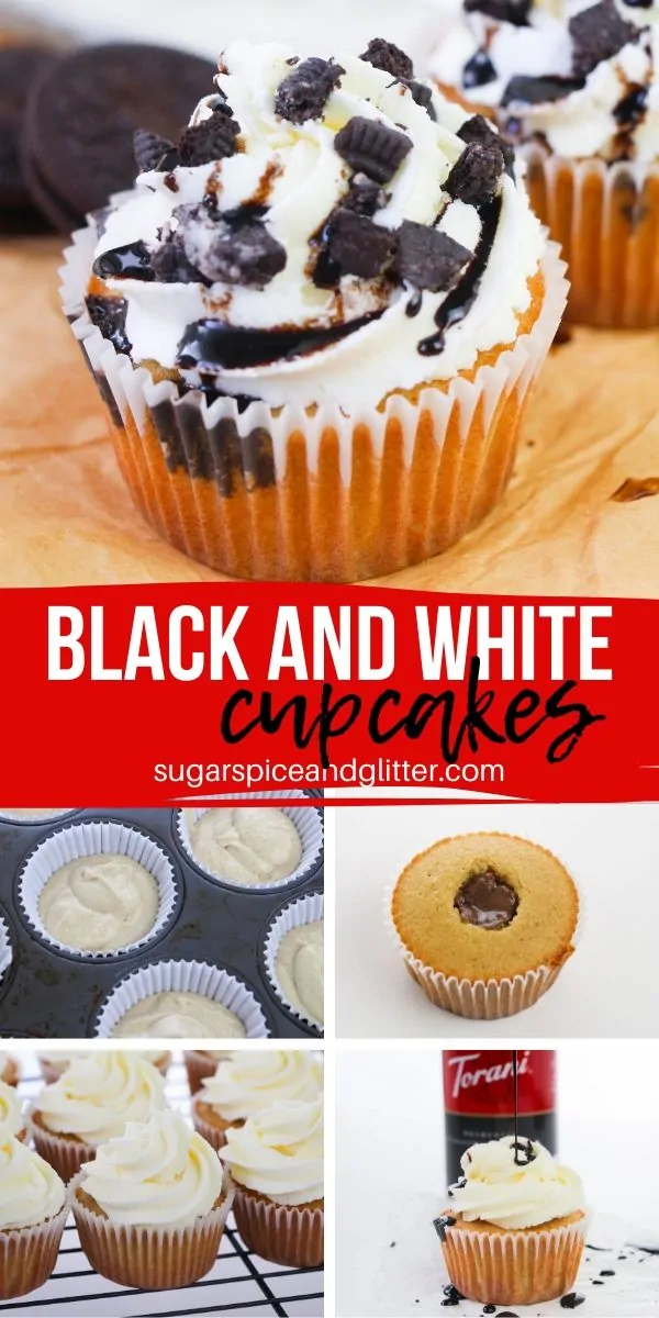 You won't believe how easy these White Mocha Cupcakes with White Chocolate Frosting and Cookies and Cream Ganache Filling are! And so decadent!