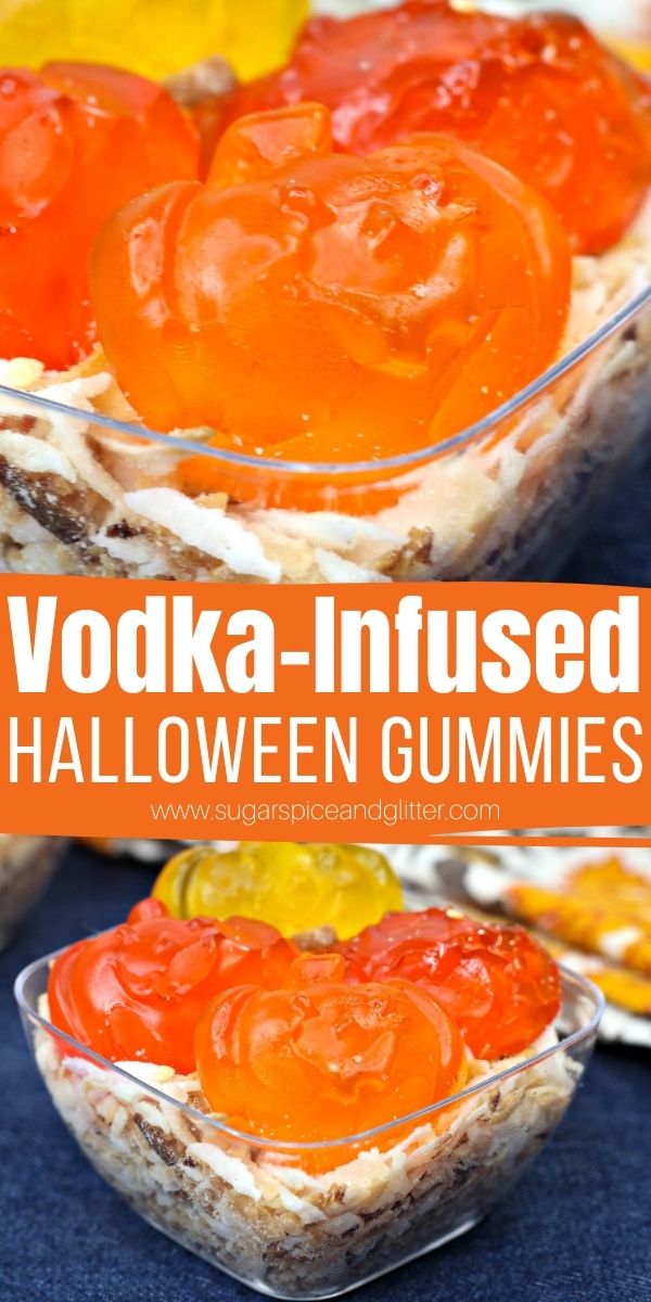 How to make vodka-infused Halloween Gummies, a fun boozy dessert for Halloween parties or a grown-up Halloween movie night
