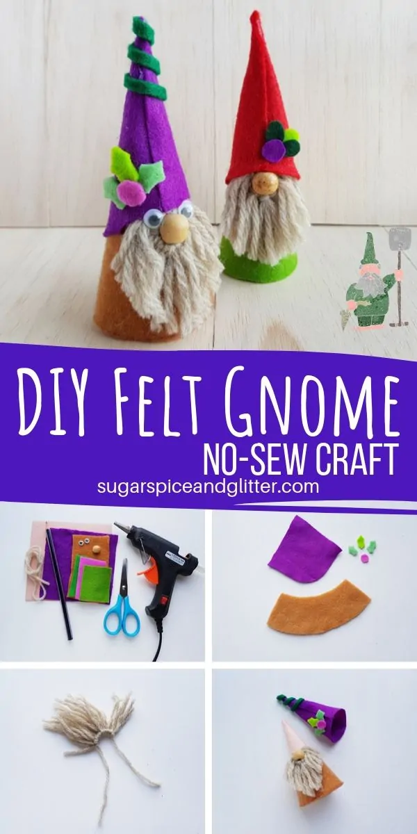 Grab your free printable template to make these super simple DIY Felt Gnomes, a no-sew craft and a magical craft for kids