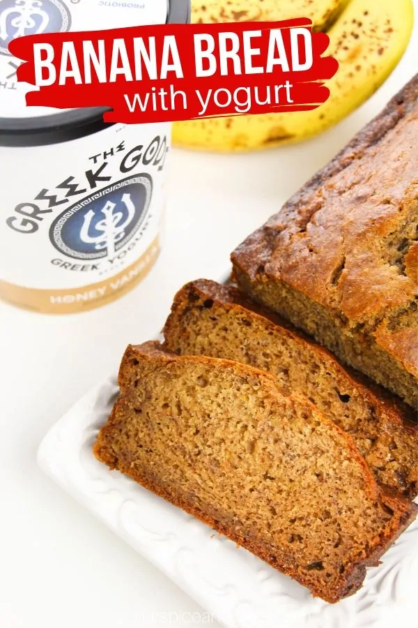 The best, most tender Banana Bread recipe you will ever make. This banana bread with yogurt has hints of cinnamon, honey and vanilla