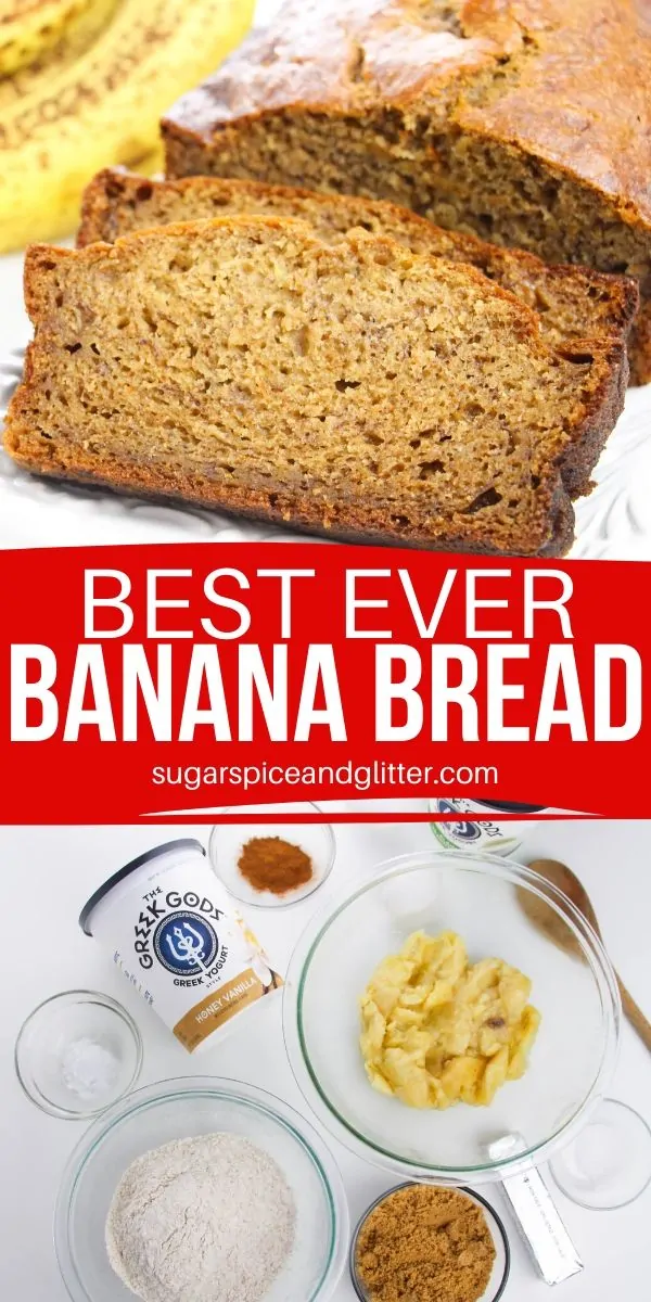 Melt-in-your-mouth banana bread with hints of cinnamon, honey and vanilla. Simply the BEST Banana Bread recipe you will ever make