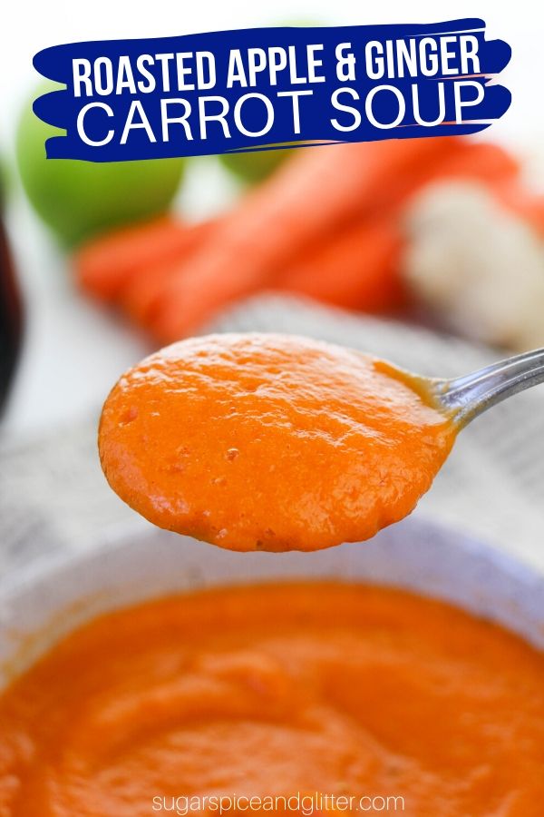 A delicious roasted carrot soup is the perfect way to enjoy carrots! Even if you're not usually a fan of carrots, this creamy soup with a bit of heat and zing will make you a carrot fan!