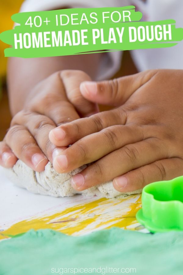 Over 40 Unique Ideas for Homemade Play Dough - from fun new play dough recipes, creative ways to play with play dough, and homemade play dough kits perfect for gifting. Play dough is the original and best sensory play experience you can provide at home
