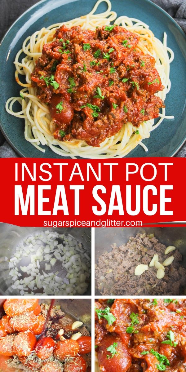 This hearty and flavorful Instant Pot Meat Sauce is ready to eat in less than 30 minutes. This recipe is great for meal preps, freezer meals, or just a quick yet amazing weeknight meal for busy families