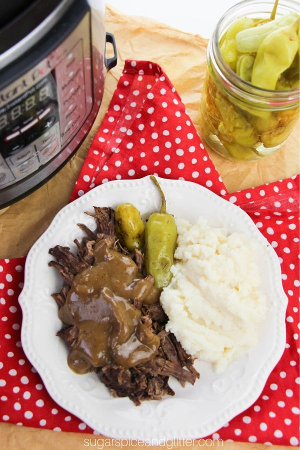 A delicious Instant Pot roast recipe that can be served as a traditional roast or made into Italian Beef Sandwiches, this Instant Pot Italian Pot Roast is fork-tender and full of flavor!