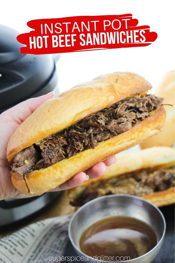 Simply the BEST Instant Pot Sandwich recipe - hot Italian beef sandwiches with the perfect amount of zip and flavor! The cooking juices also make an incredible sandwich dip. This Instant Pot Sandwich recipe is guaranteed to be a new family favorite - and perfect for party sandwiches, too!
