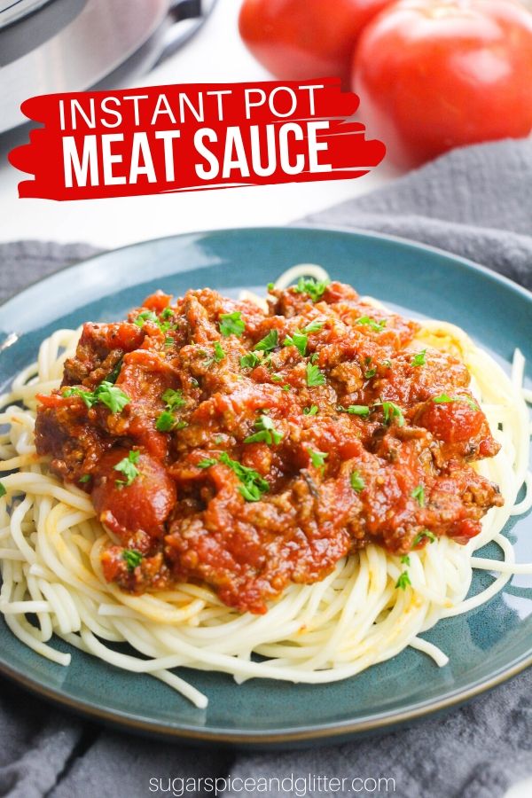 A hearty and delicious Instant Pot Meat Sauce, ready in less than 30 minutes. A healthy take on a comfort food classic