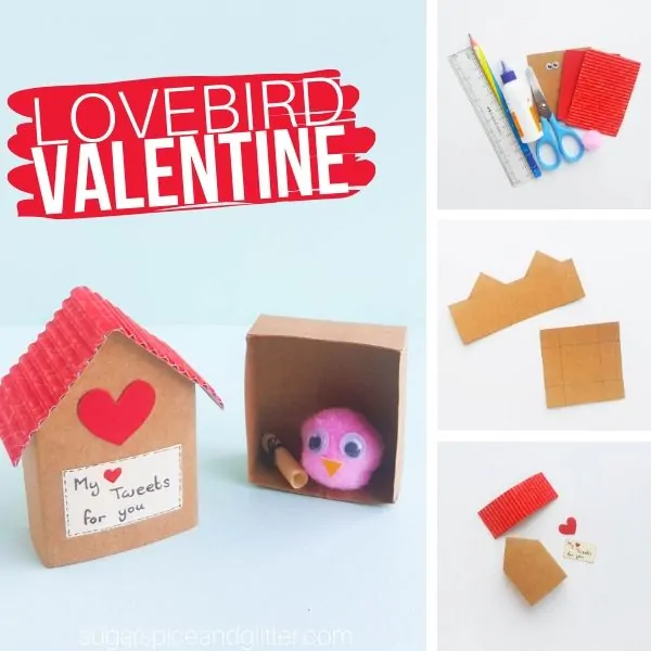 How to make a paper birdhouse and lovebird for a sweet Valentine's Day craft