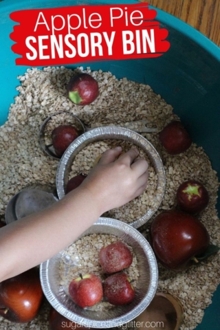 apple pie sensory bin