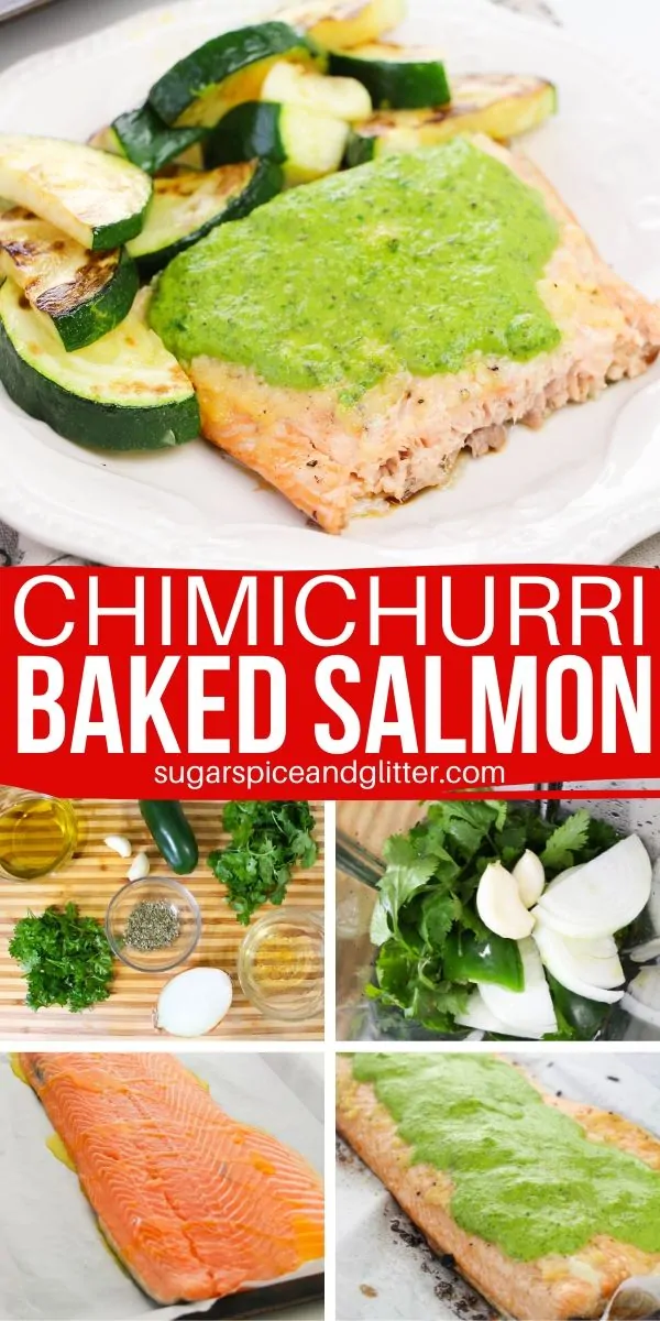 A delicious way to incorporate more heart-healthy salmon into your week, this Chimichurri Salmon recipe uses a simple homemade chimichurri sauce to elevate a simple baked salmon to a at-home gourmet experience.