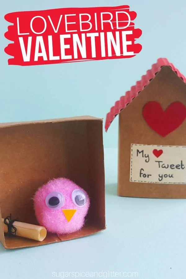 Make your own lovebird and cardboard birdhouse for a "tweet" gift, or put a special present in this homemade house-shaped box