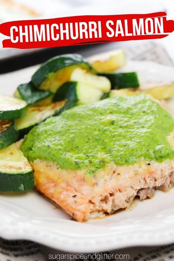 A delicious way to incorporate more heart-healthy salmon into your week, this Chimichurri Salmon recipe uses a simple homemade chimichurri sauce to elevate a simple baked salmon to a at-home gourmet experience