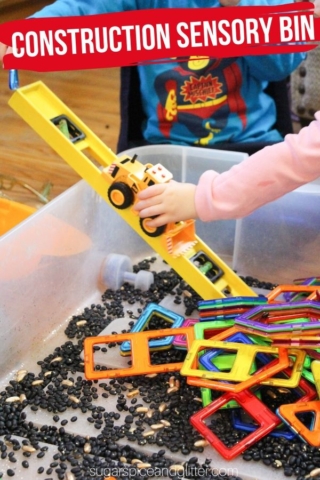 construction sensory bin