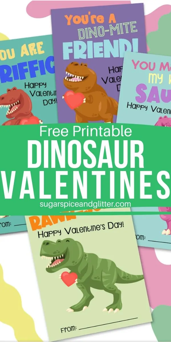 Free Printable Dinosaur Valentine's Day Cards for kids - simply download, print and address to your child's friends