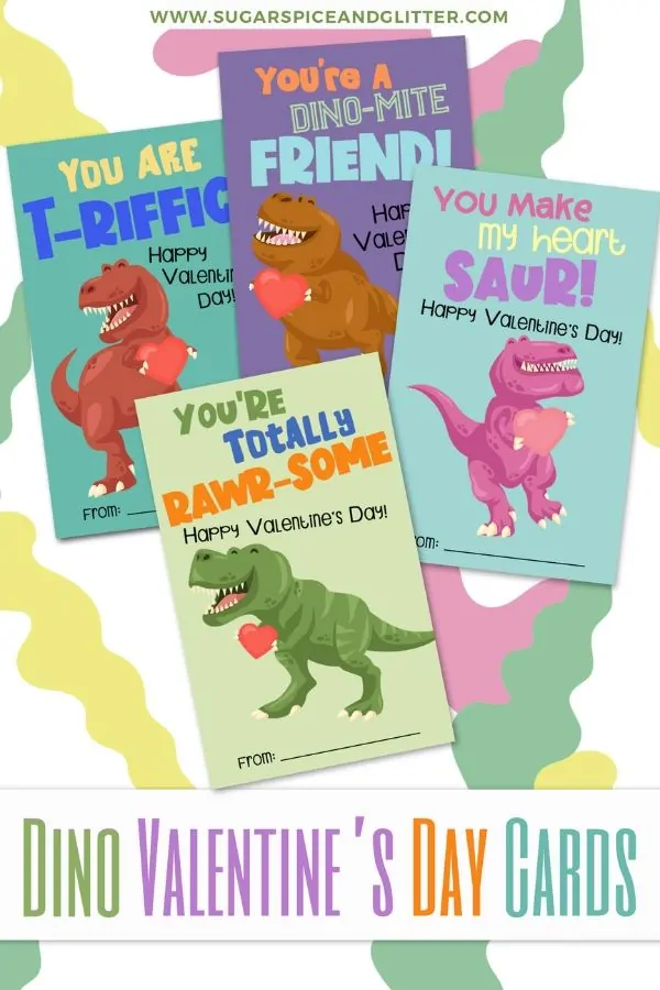 Free Printable Valentine's Day Cards - these Dinosaur Valentine's Cards are perfect for your dino-loving kids and save you a trip to the store! Attach dino toys or candies, if desired