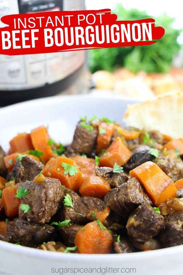 How to make the best beef bourguignon - in your Instant Pot! Rich beef stew with succulent steak, rich gravy and plenty of veg in under an hour