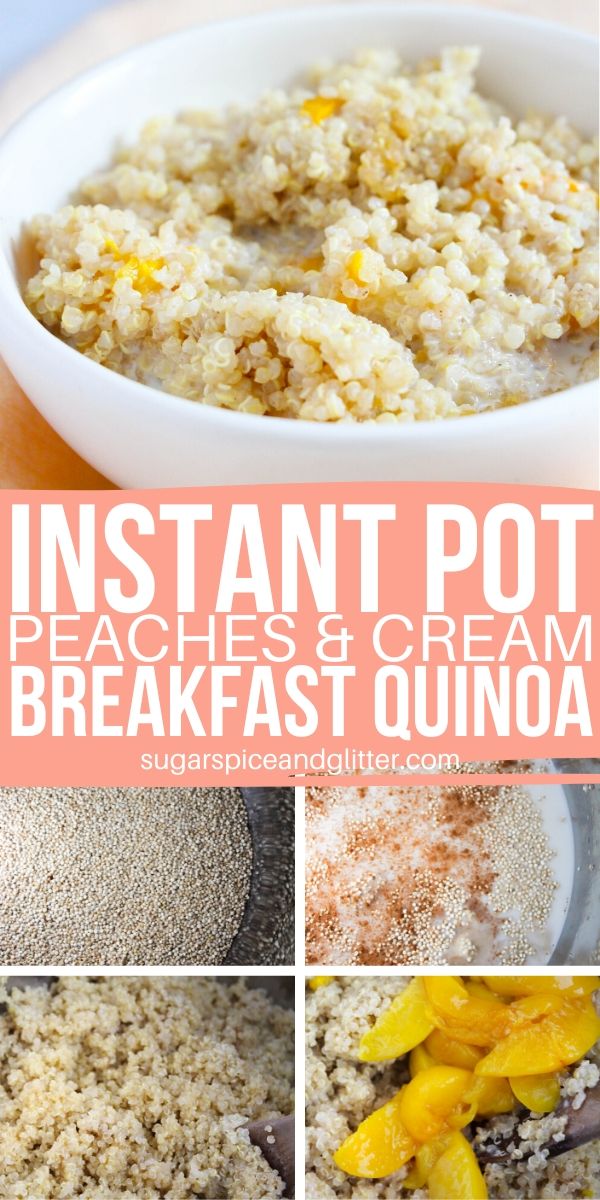 Skip the packets of sugary oatmeal and whip up this Instant Pot Peaches and Cream Quinoa instead! An easy and comforting Instant Pot Breakfast recipe