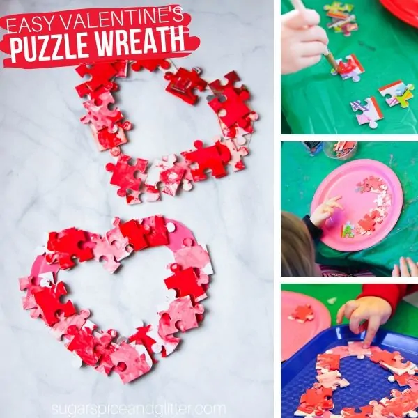 How to make a wreath out of puzzle pieces