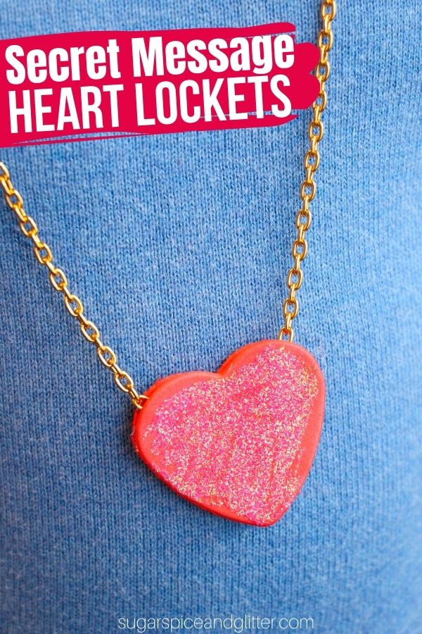 Secret Message Glitter Heart Necklaces (with Video)
