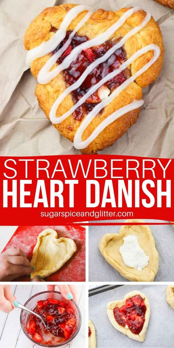 Homemade strawberry danishes, with just 5 ingredients and less than 20 minutes! This strawberry brunch recipe is so easy, the kids can make it!