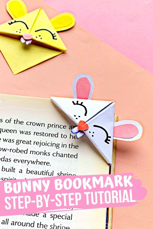 A super simple step-by-step tutorial for how to make your own Easter Bunny Corner Bookmark, a fun first origami project for kids. Customize our free printable template to make bears, mice, cats, dogs, etc.