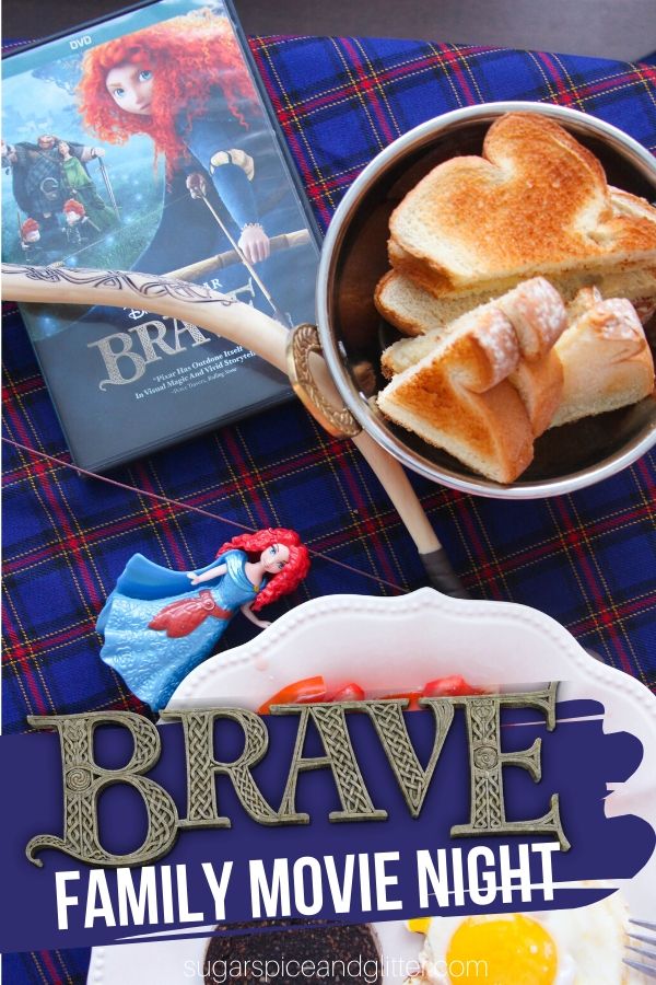 A fun and super easy family movie night plan inspired by Disney's Brave. Includes free printable movie night planner, craft instructions and recipes