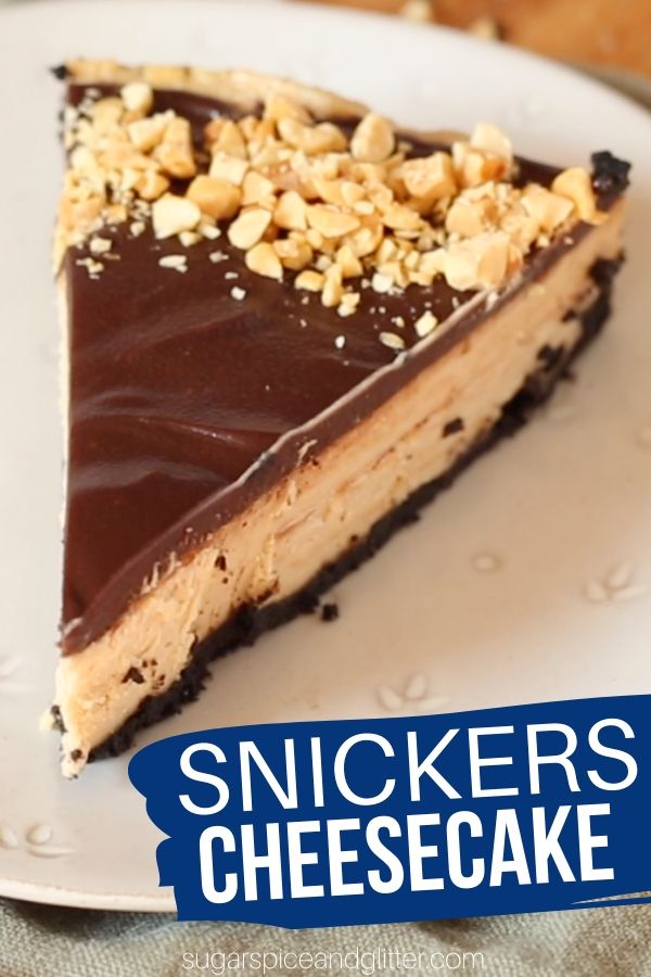 Buttery OREO cookie crust, rich peanut butter cheesecake filling, and a silky chocolate ganache topped with peanuts - the ultimate cheesecake for Snickers fans!