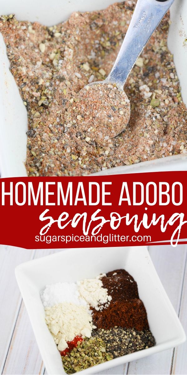 How to make homemade adobo seasoning- a thoughtful homemade gift for the foodie in your life, or a great addition to your kitchen spice cabinet. Add some zest and heat to your favorite Latin recipes!