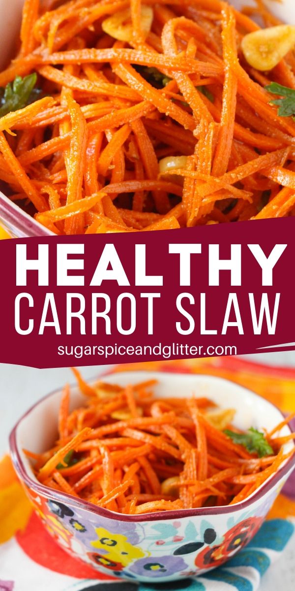 An easy 6-ingredient carrot salad recipe perfect for topping burgers, adding to stir fries or just enjoying as an easy side salad. This carrot salad is zesty with just a light natural sweetness from the carrots