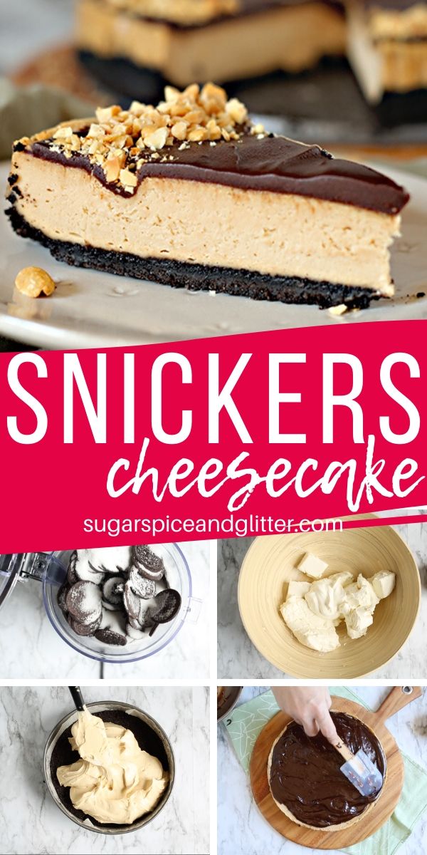 Love Snickers? Then you are going to go crazy for this Snickers-inspired cheesecake! A rich chocolate peanut butter cheesecake that is super easy to make and looks like it came straight from a bakery!