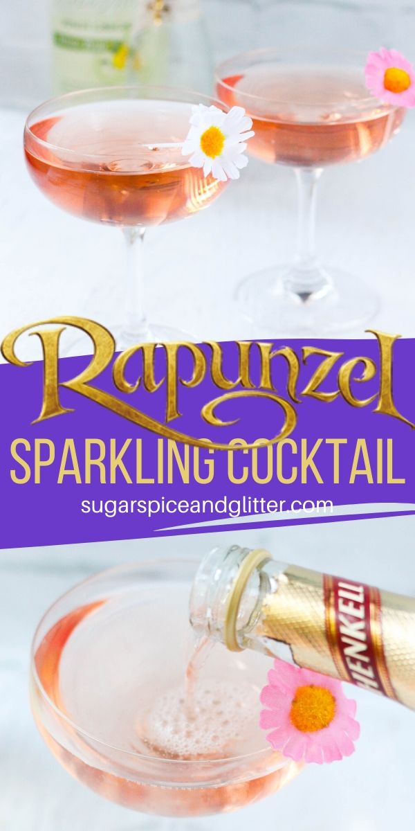 Sweet and bubbly - just like Rapunzel! These champagne cocktails are perfect for toasting to a Disney vacation or adding to a Disney movie night