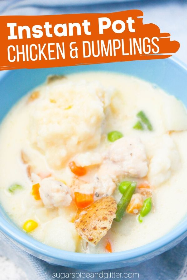 How to make Chicken and Dumplings - in the Instant Pot! The perfect Instant Pot comfort food, ready in less than 20 minutes