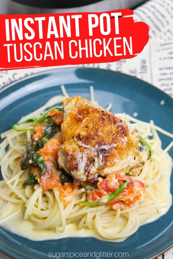 Creamy and delicious Instant Pot Tuscan Chicken - a 20 minute Instant Pot chicken recipe the whole family will love! Serve over pasta, rice or veggies