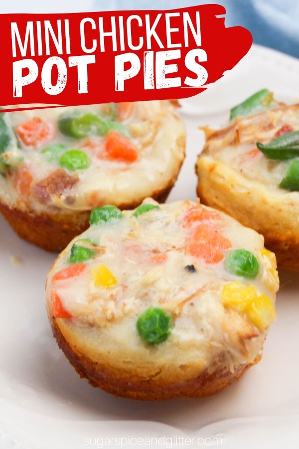 Mini Chicken Pot Pies are a quick an easy dinner idea kids will love (and they can even help make them). Use pre-made biscuit dough for the crust to make these even easier