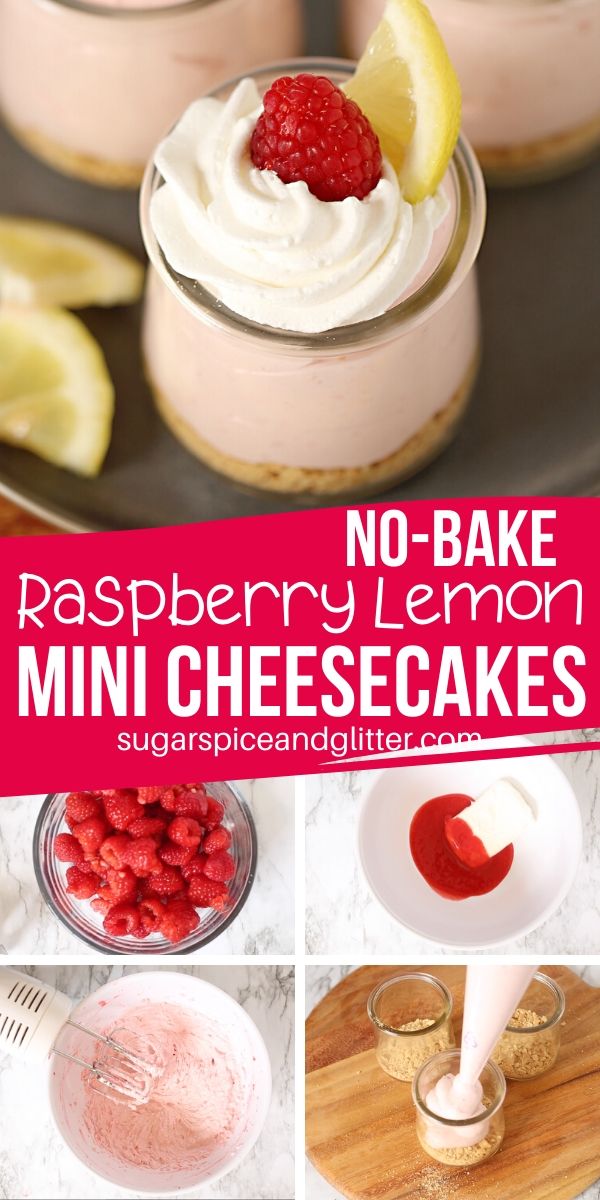 These Raspberry Lemon No-Bake Mini Cheesecakes are the perfect no-bake summer dessert! Perfect for summer parties, BBQ desserts, or just a special treat at the end of the day