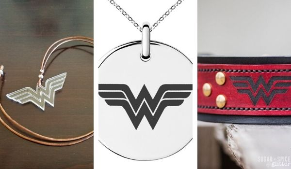 Super Hero Symbol 14K Solid Gold Wonder Woman Handmade Necklace Gift For Women Girl and Mom 