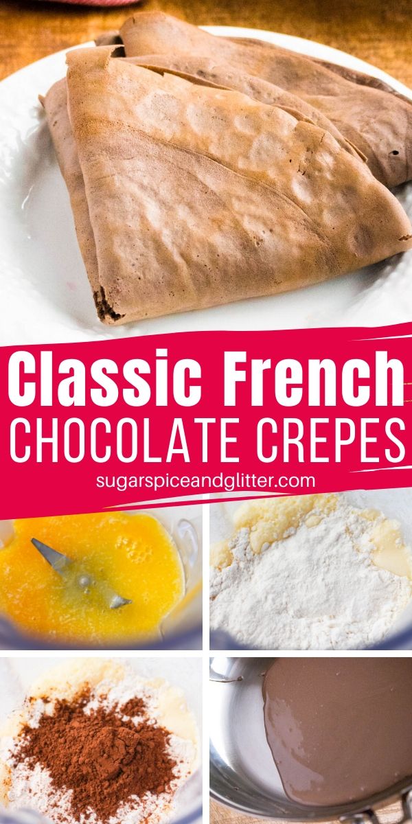 A classic and simple recipe for Chocolate French Crepes, perfect for an indulgent brunch or a light dessert. These crepes can be topped with butter, strawberries and whipped cream, or just enjoyed plain.