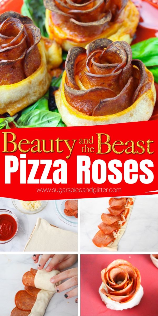 How to make pizza roses - a fun and unique pizza appetizer perfect for movie night, lunch boxes, or even a romantic Valentine's Day treat for a pizza lover