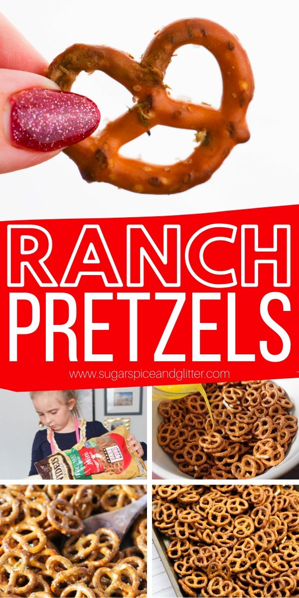 These ranch pretzels are a super simple recipe kids can make - they make a great homemade gift or a fun movie night snack
