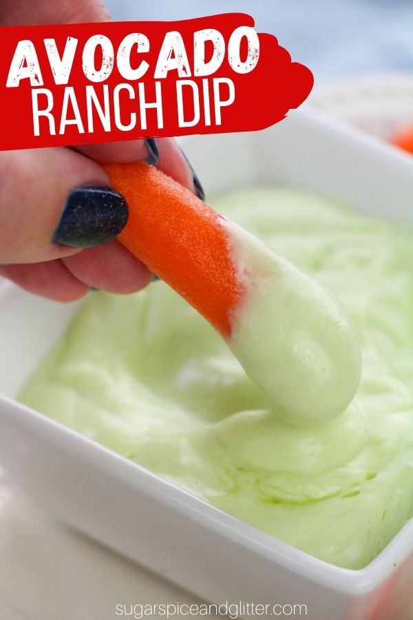 This homemade Avocado Ranch Dip can also be used as an Avocado Ranch Dressing for salads. No pre-made packets, just healthy ingredients and zesty, buttery flavory