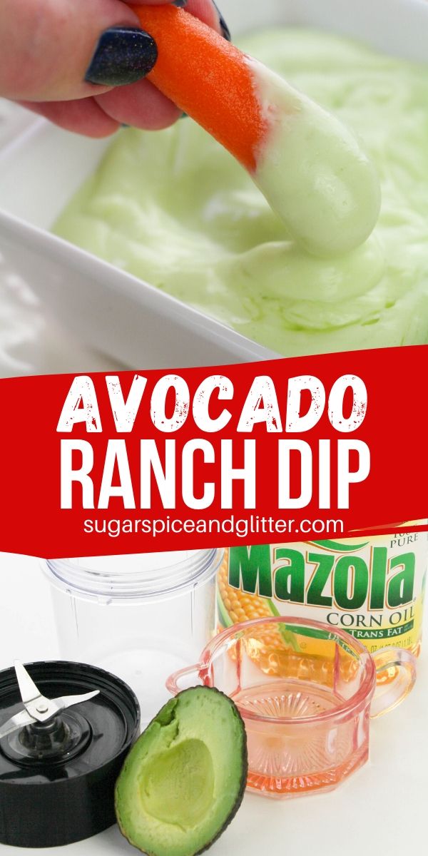 How to make the best ever Avocado Ranch Dip (or Avocado Ranch Dressing for salad) using simple, healthy ingredients and no pre-made ranch dressing packets or mayonnaise - dairy-free, too! The perfect way to get kids excited to eat their veggies!