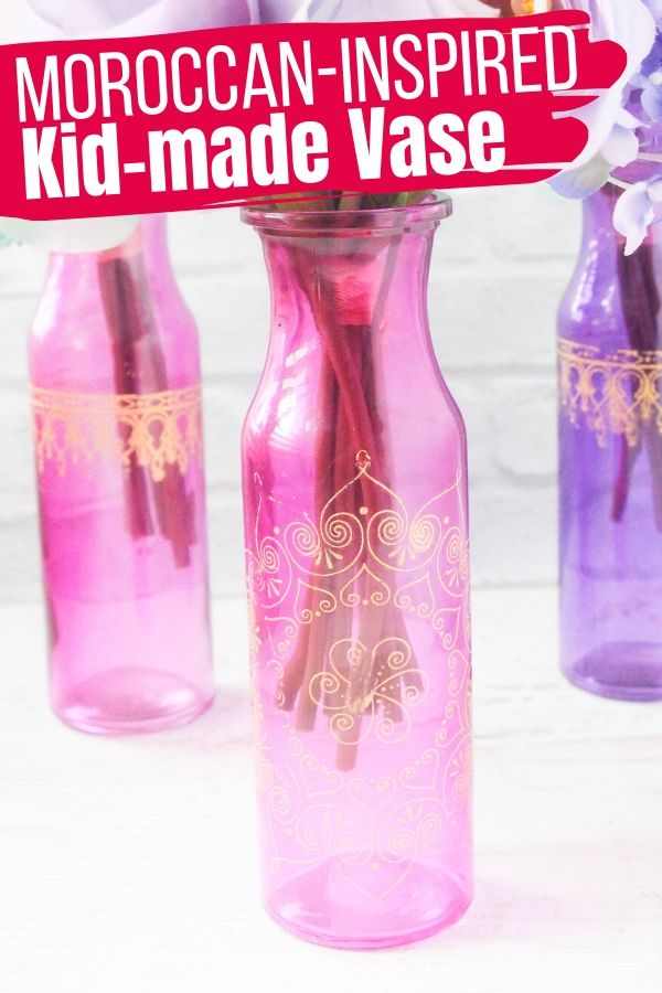How to add a stencil design to glass vases, a simple craft tutorial that kids can make for DIY room decor, a sweet homemade gift, etc. Inspired by Disney's Princess Jasmine