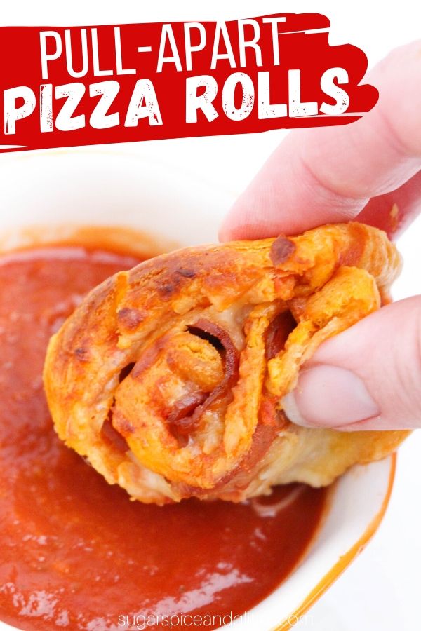 A delicious and unique pizza appetizer, these Pull-Apart Pizza Rolls are perfect for parties, tailgating, family night - or just a special lunch box treat! Top with your favorite pizza toppings