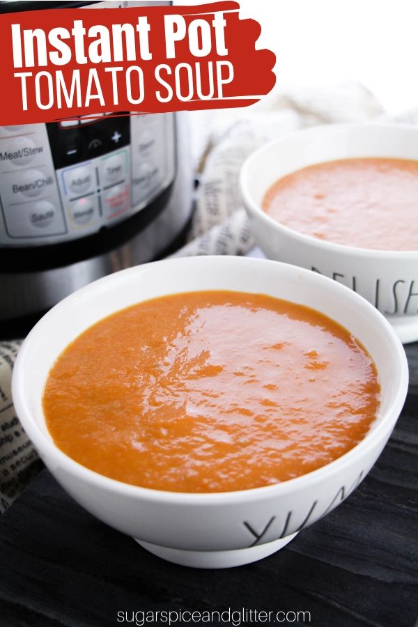 A quick and easy Instant Pot Tomato Soup recipe is the perfect option when you want something healthy but comforting. Tastes way better than the stuff you can get in a can, and is healthier, too!