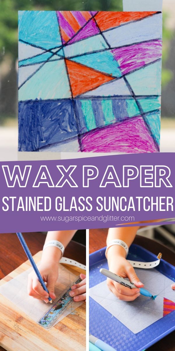 Kids can make their own easy suncatchers in just about any design or pattern with this super simple wax paper suncatcher method. The perfect rainy day craft for kids