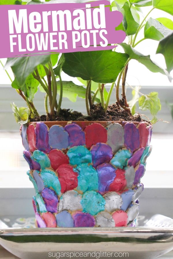 Magical Mermaid Flower Pots are a fun garden craft for kids to make using some clay, flower pots and a bit of paint. A great way to get kids excited about gardening - or a sweet homemade gift for the gardener in your child's life