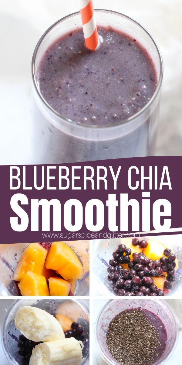 A delicious blueberry chia seed smoothie kids will love. Packed with healthy ingredients and perfect for on-the-go breakfasts or a healthy afternoon snack