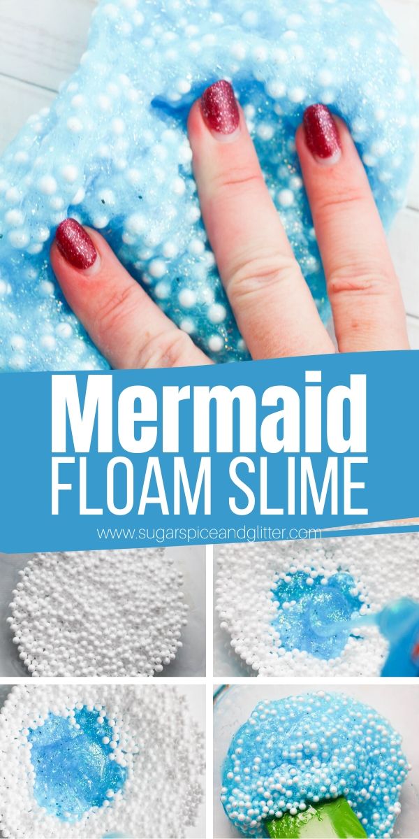 A fun textured Mermaid Slime with just 4 ingredients! Perfect for a Mermaid Birthday Party - as an activity or mermaid party favor.