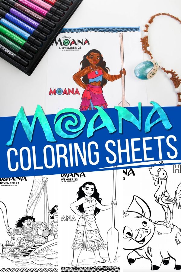 Free Moana Coloring Pages - perfect for a Moana Family movie night or as a Moana Party goodie gift. Free Disney Coloring Pages for Kids